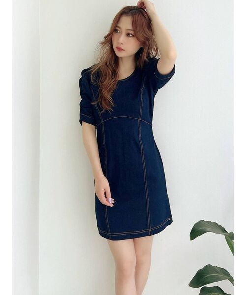 RESEXXY(リゼクシー)の「ステッチデザインミニワンピース(ワンピース・レディース・ブラック/インディゴブルー/ブラウン・FREE)」の16枚目の写真