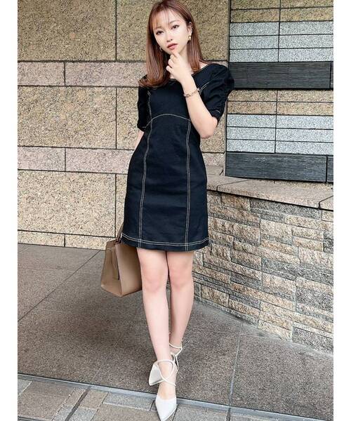 RESEXXY(リゼクシー)の「ステッチデザインミニワンピース(ワンピース・レディース・ブラック/インディゴブルー/ブラウン・FREE)」の14枚目の写真