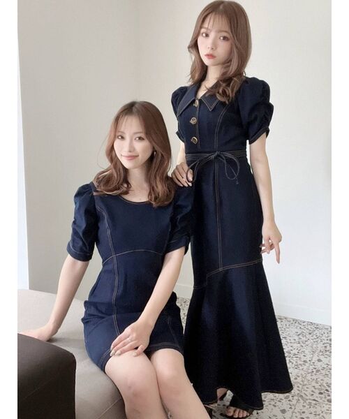 RESEXXY(リゼクシー)の「ステッチデザインミニワンピース(ワンピース・レディース・ブラック/インディゴブルー/ブラウン・FREE)」の17枚目の写真