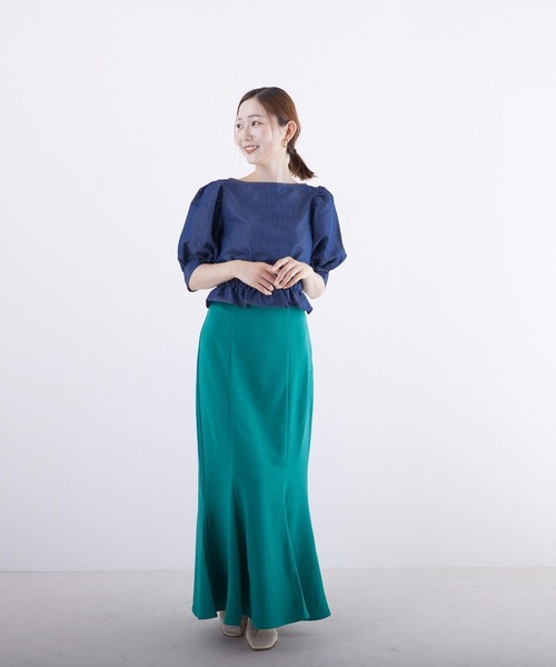 PAPAVER（パパヴェル）の「【papaver】4,5OZデニム前後　デコルテ　BL（シャツ/ブラウス・レディース・ブルー/ネイビー・MEDIUM）」の4枚目の写真