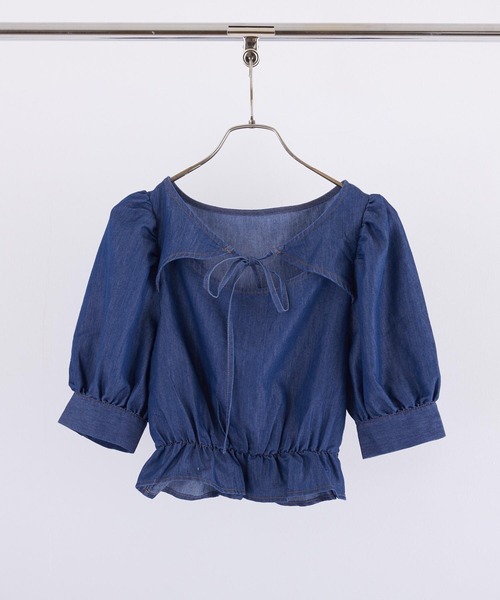 PAPAVER（パパヴェル）の「【papaver】4,5OZデニム前後　デコルテ　BL（シャツ/ブラウス・レディース・ブルー/ネイビー・MEDIUM）」の5枚目の写真