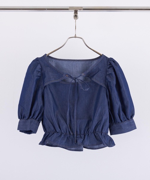 PAPAVER（パパヴェル）の「【papaver】4,5OZデニム前後　デコルテ　BL（シャツ/ブラウス・レディース・ブルー/ネイビー・MEDIUM）」の7枚目の写真