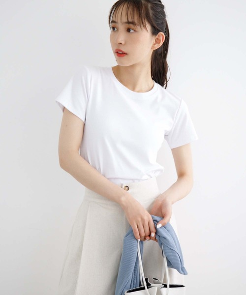 fifth(フィフス)の「ベーシックコンパクトTシャツ(Tシャツ/カットソー・レディース・ホワイト/ブラック/ライトグリーン/ラベンダー・M)」の1枚目の写真