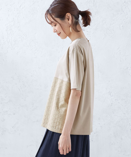 DECOY SINCE 1981(デコイシンスイチキュウハチイチ)の「【接触冷感】刺しゅう切替プルオーバー(Tシャツ/カットソー・レディース・ネイビー/カーキ/モカ・M/L)」の4枚目の写真