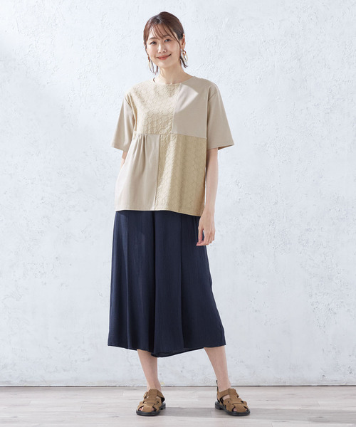 DECOY SINCE 1981(デコイシンスイチキュウハチイチ)の「【接触冷感】刺しゅう切替プルオーバー(Tシャツ/カットソー・レディース・ネイビー/カーキ/モカ・M/L)」の11枚目の写真