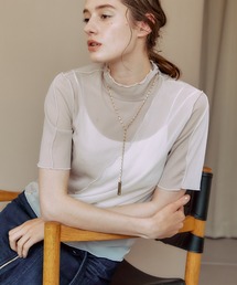 PUBLIC TOKYO | 【ZOZOTOWN限定カラー】シースルーハーフスリーブメローカットソー/ウォッシャブル(Tシャツ/カットソー)