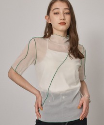 PUBLIC TOKYO | 【ZOZOTOWN限定カラー】シースルーハーフスリーブメローカットソー/ウォッシャブル(Tシャツ/カットソー)