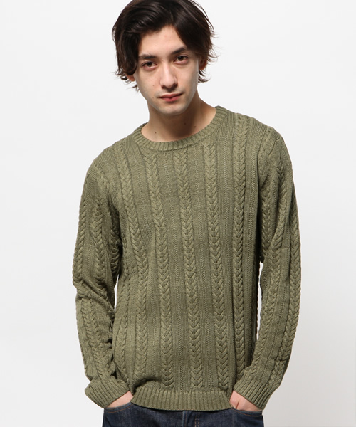 417 EDIFICE（フォーワンセブンエディフィス）の「◇7Gメランジケーブル クルーネックロングスリーブ（ニット/セーター・メンズ・カーキ/グレー/ネイビー・MEDIUM/LARGE/SMALL）」の3枚目の写真