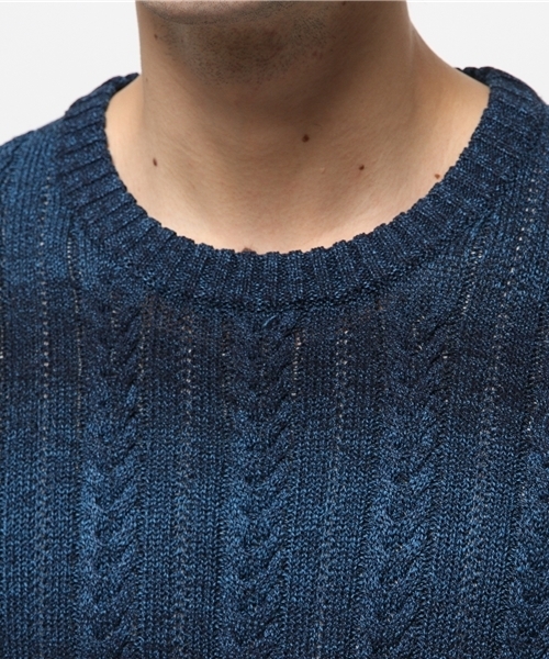 417 EDIFICE（フォーワンセブンエディフィス）の「◇7Gメランジケーブル クルーネックロングスリーブ（ニット/セーター・メンズ・カーキ/グレー/ネイビー・MEDIUM/LARGE/SMALL）」の9枚目の写真