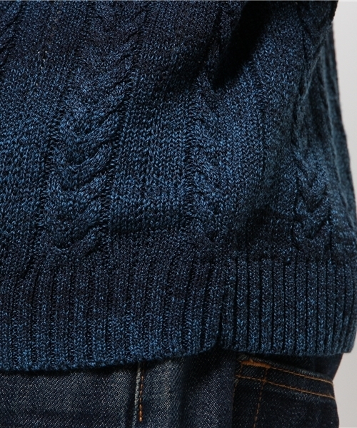 417 EDIFICE（フォーワンセブンエディフィス）の「◇7Gメランジケーブル クルーネックロングスリーブ（ニット/セーター・メンズ・カーキ/グレー/ネイビー・MEDIUM/LARGE/SMALL）」の4枚目の写真