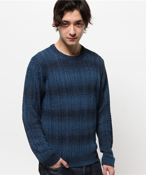 417 EDIFICE（フォーワンセブンエディフィス）の「◇7Gメランジケーブル クルーネックロングスリーブ（ニット/セーター・メンズ・カーキ/グレー/ネイビー・MEDIUM/LARGE/SMALL）」の12枚目の写真