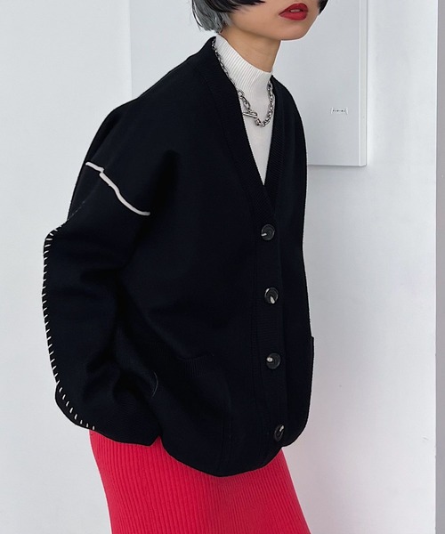 PAGEBOY（ページボーイ）の「WヤーンアソートVネックカーディガン（カーディガン/ボレロ・レディース・ブラック系その他/ブラウン系その他/ブラック/モカ/オフホワイト・FREE）」の3枚目の写真