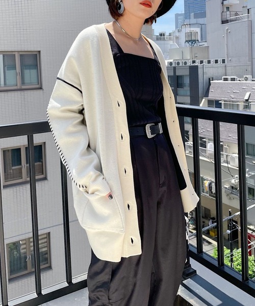 PAGEBOY（ページボーイ）の「WヤーンアソートVネックカーディガン（カーディガン/ボレロ・レディース・ブラック系その他/ブラウン系その他/ブラック/モカ/オフホワイト・FREE）」の21枚目の写真