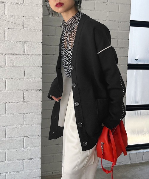 PAGEBOY（ページボーイ）の「WヤーンアソートVネックカーディガン（カーディガン/ボレロ・レディース・ブラック系その他/ブラウン系その他/ブラック/モカ/オフホワイト・FREE）」の13枚目の写真