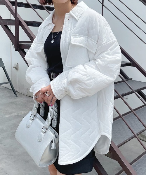 PAGEBOY（ページボーイ）の「ライトキルティングシャツジャケット（ダウンジャケット/コート・レディース・オフホワイト/ブラック・FREE）」の13枚目の写真