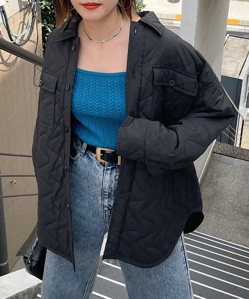 PAGEBOY（ページボーイ）の「ライトキルティングシャツジャケット（ダウンジャケット/コート・レディース・オフホワイト/ブラック・FREE）」の3枚目の写真