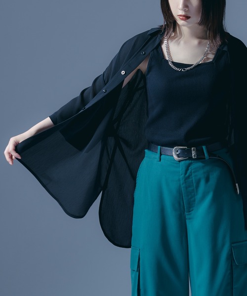 Ellno Loset（エルノロゼット）の「シアールーズシャツ（シャツ/ブラウス・メンズ・ブラック/ダークグリーン・MEDIUM/LARGE）」の5枚目の写真