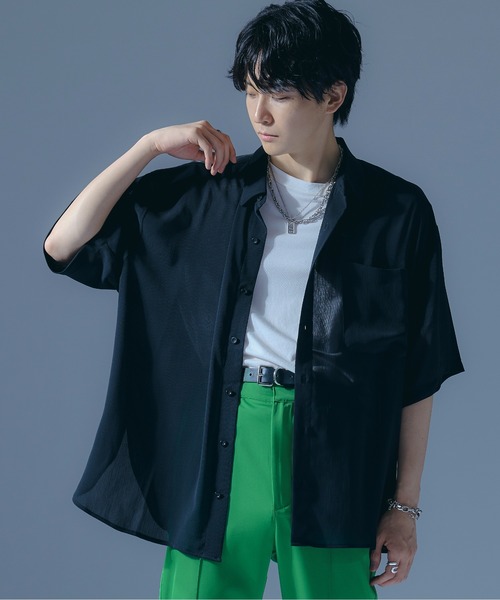 Ellno Loset（エルノロゼット）の「シアールーズシャツ（シャツ/ブラウス・メンズ・ブラック/ダークグリーン・MEDIUM/LARGE）」の8枚目の写真