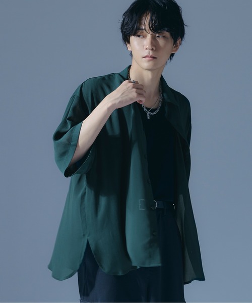 Ellno Loset（エルノロゼット）の「シアールーズシャツ（シャツ/ブラウス・メンズ・ブラック/ダークグリーン・MEDIUM/LARGE）」の12枚目の写真