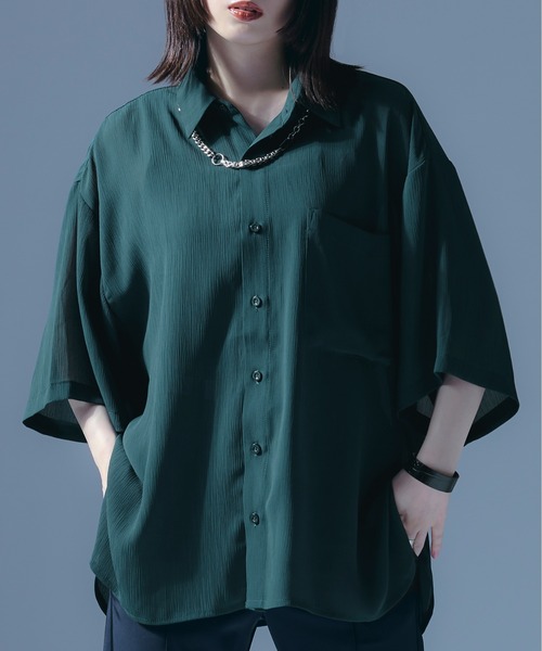 Ellno Loset（エルノロゼット）の「シアールーズシャツ（シャツ/ブラウス・メンズ・ブラック/ダークグリーン・MEDIUM/LARGE）」の16枚目の写真