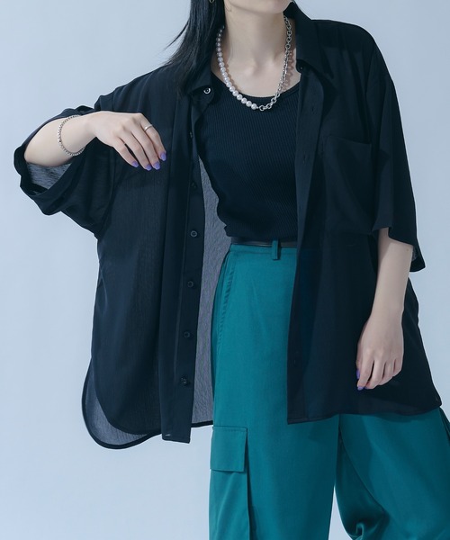 Ellno Loset（エルノロゼット）の「シアールーズシャツ（シャツ/ブラウス・メンズ・ブラック/ダークグリーン・MEDIUM/LARGE）」の21枚目の写真