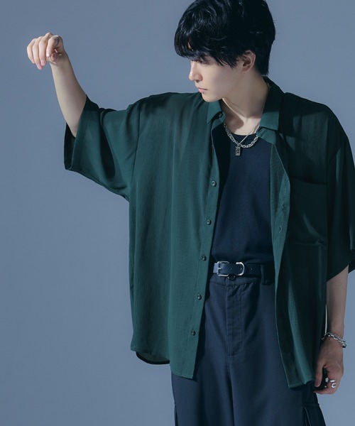 Ellno Loset（エルノロゼット）の「シアールーズシャツ（シャツ/ブラウス・メンズ・ブラック/ダークグリーン・MEDIUM/LARGE）」の13枚目の写真