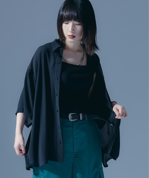 Ellno Loset（エルノロゼット）の「シアールーズシャツ（シャツ/ブラウス・メンズ・ブラック/ダークグリーン・MEDIUM/LARGE）」の6枚目の写真