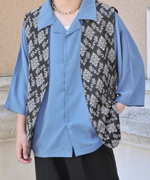 NILWAY | ダマスク柄ジャガードノーカラーベスト(ベスト)