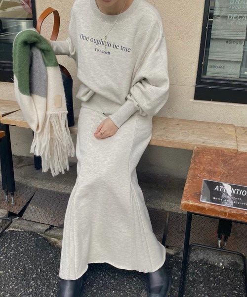 WILLFULLY（ウィルフリー）の「AW cut hem sweat depth flare SK（スカート・レディース・ヘザーグレー/オートミール・FREE）」の7枚目の写真
