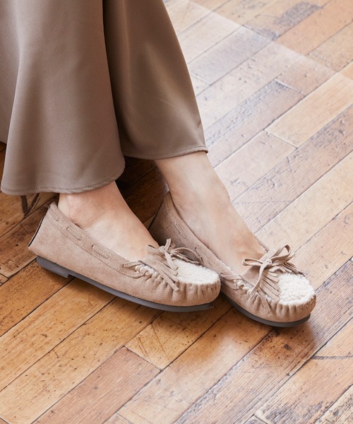 mooimooi（モーイモーイ）の「撥水 フリンジモカシンシューズ（モカシン/デッキシューズ・レディース・グレイッシュベージュ/チャコールグレー/ブラック系その他/ベージュ系/ブラック系その他2/ベージュ系その他/カーキ/キャメル・XS/S/M/L/LL/3L/4L）」の18枚目の写真