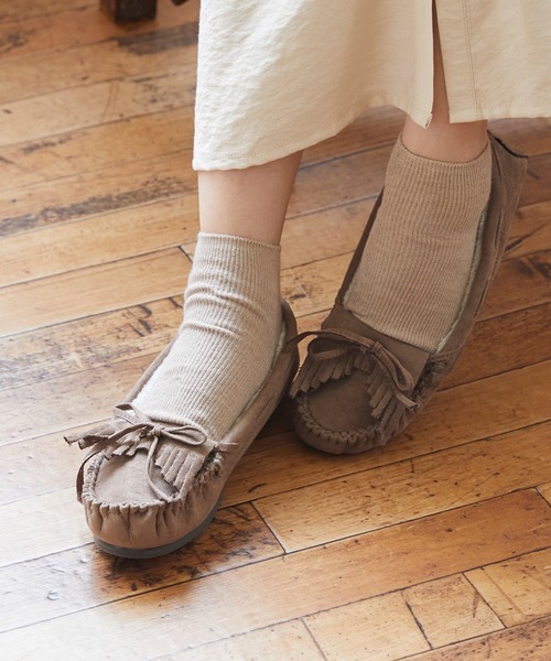mooimooi（モーイモーイ）の「撥水 フリンジモカシンシューズ（モカシン/デッキシューズ・レディース・グレイッシュベージュ/チャコールグレー/ブラック系その他/ベージュ系/ブラック系その他2/ベージュ系その他/カーキ/キャメル・XS/S/M/L/LL/3L/4L）」の9枚目の写真