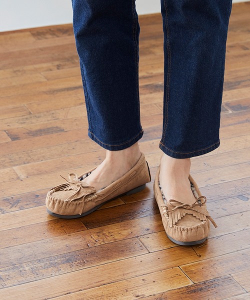 mooimooi（モーイモーイ）の「撥水 フリンジモカシンシューズ（モカシン/デッキシューズ・レディース・グレイッシュベージュ/チャコールグレー/ブラック系その他/ベージュ系/ブラック系その他2/ベージュ系その他/カーキ/キャメル・XS/S/M/L/LL/3L/4L）」の14枚目の写真