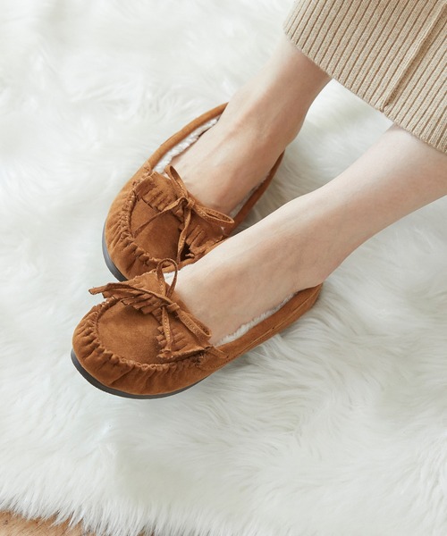 mooimooi（モーイモーイ）の「撥水 フリンジモカシンシューズ（モカシン/デッキシューズ・レディース・グレイッシュベージュ/チャコールグレー/ブラック系その他/ベージュ系/ブラック系その他2/ベージュ系その他/カーキ/キャメル・XS/S/M/L/LL/3L/4L）」の11枚目の写真