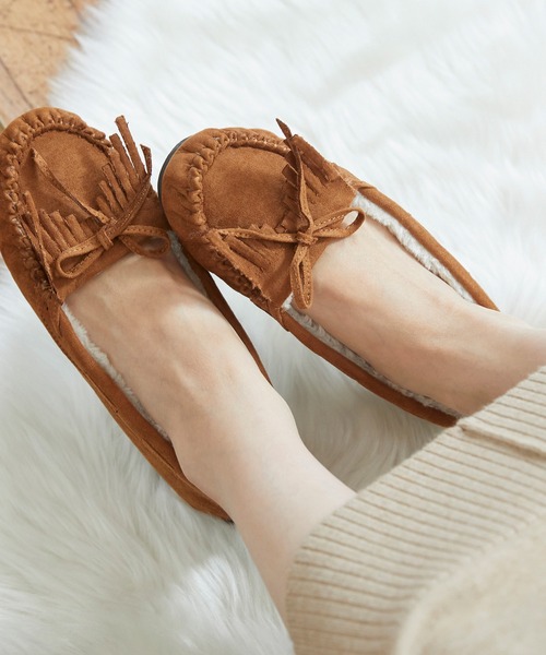 mooimooi（モーイモーイ）の「撥水 フリンジモカシンシューズ（モカシン/デッキシューズ・レディース・グレイッシュベージュ/チャコールグレー/ブラック系その他/ベージュ系/ブラック系その他2/ベージュ系その他/カーキ/キャメル・XS/S/M/L/LL/3L/4L）」の10枚目の写真