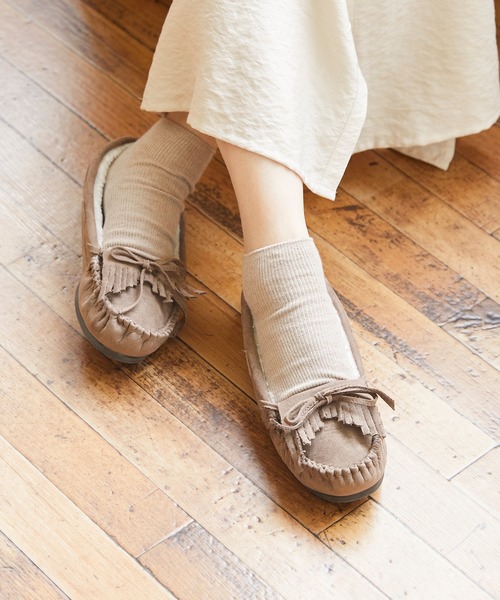 mooimooi（モーイモーイ）の「撥水 フリンジモカシンシューズ（モカシン/デッキシューズ・レディース・グレイッシュベージュ/チャコールグレー/ブラック系その他/ベージュ系/ブラック系その他2/ベージュ系その他/カーキ/キャメル・XS/S/M/L/LL/3L/4L）」の15枚目の写真