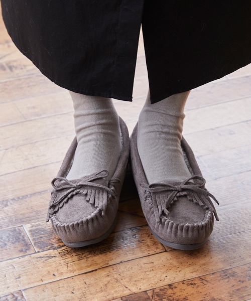 mooimooi（モーイモーイ）の「撥水 フリンジモカシンシューズ（モカシン/デッキシューズ・レディース・グレイッシュベージュ/チャコールグレー/ブラック系その他/ベージュ系/ブラック系その他2/ベージュ系その他/カーキ/キャメル・XS/S/M/L/LL/3L/4L）」の12枚目の写真