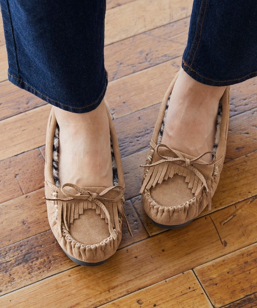 mooimooi（モーイモーイ）の「撥水 フリンジモカシンシューズ（モカシン/デッキシューズ・レディース・グレイッシュベージュ/チャコールグレー/ブラック系その他/ベージュ系/ブラック系その他2/ベージュ系その他/カーキ/キャメル・XS/S/M/L/LL/3L/4L）」の16枚目の写真