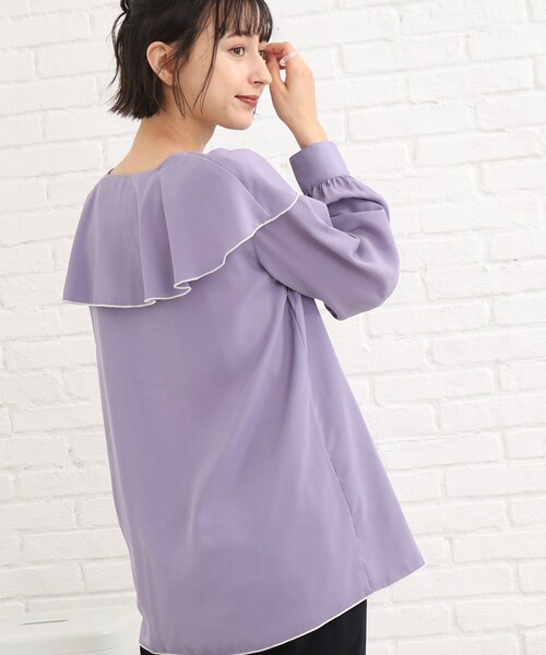 Cutie Blonde（キューティーブロンド）の「◆フリルカラーブラウス（シャツ/ブラウス・レディース・ブラック/パープル系4/ホワイト系・02/03）」の4枚目の写真