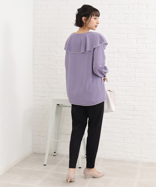 Cutie Blonde（キューティーブロンド）の「◆フリルカラーブラウス（シャツ/ブラウス・レディース・ブラック/パープル系4/ホワイト系・02/03）」の6枚目の写真