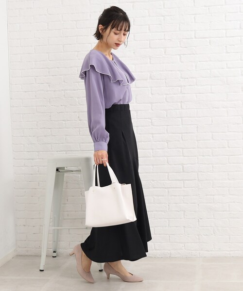 Cutie Blonde（キューティーブロンド）の「◆フリルカラーブラウス（シャツ/ブラウス・レディース・ブラック/パープル系4/ホワイト系・02/03）」の9枚目の写真