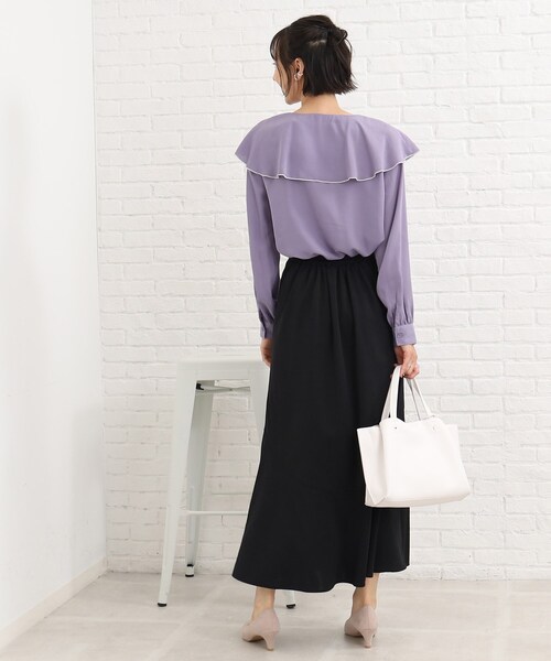 Cutie Blonde（キューティーブロンド）の「◆フリルカラーブラウス（シャツ/ブラウス・レディース・ブラック/パープル系4/ホワイト系・02/03）」の10枚目の写真