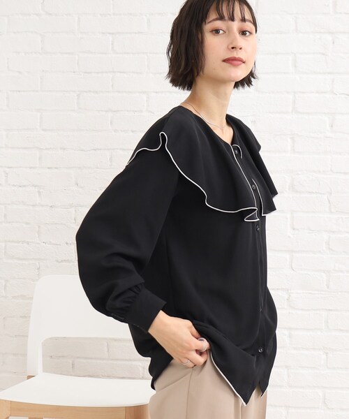 Cutie Blonde（キューティーブロンド）の「◆フリルカラーブラウス（シャツ/ブラウス・レディース・ブラック/パープル系4/ホワイト系・02/03）」の12枚目の写真