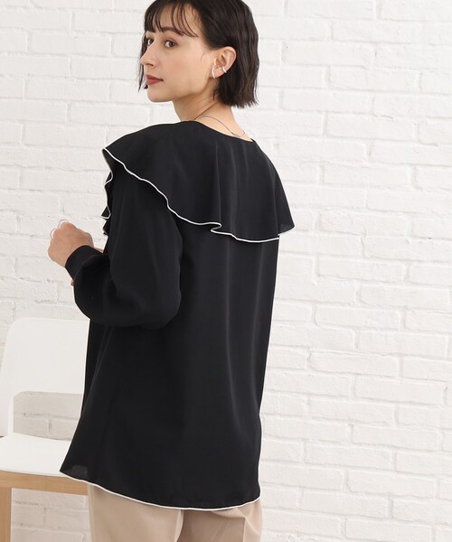 Cutie Blonde（キューティーブロンド）の「◆フリルカラーブラウス（シャツ/ブラウス・レディース・ブラック/パープル系4/ホワイト系・02/03）」の13枚目の写真