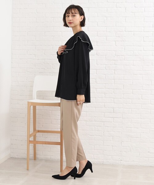 Cutie Blonde（キューティーブロンド）の「◆フリルカラーブラウス（シャツ/ブラウス・レディース・ブラック/パープル系4/ホワイト系・02/03）」の14枚目の写真