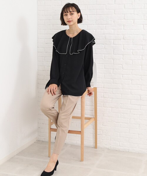 Cutie Blonde（キューティーブロンド）の「◆フリルカラーブラウス（シャツ/ブラウス・レディース・ブラック/パープル系4/ホワイト系・02/03）」の16枚目の写真