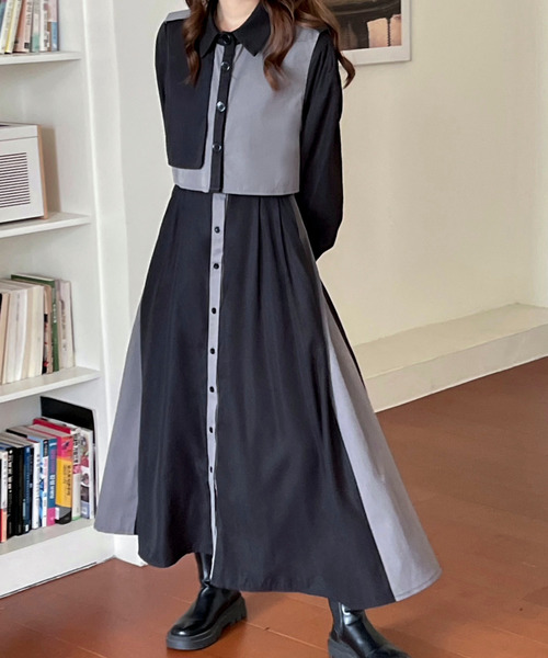 【セール】バイカラーワンピース axes femme｜ダークロマンスバイカラーワンピース | Rakuten