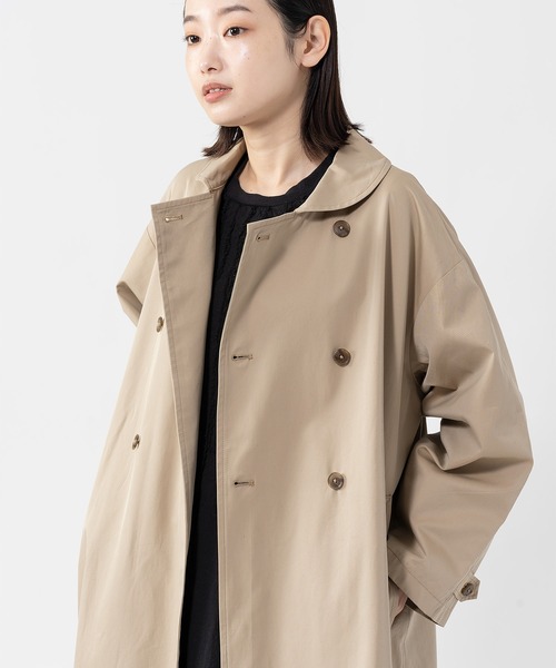 GRANDMA MAMA DAUGHTER（グランマママドーター）の「∴【 GRANDMA MAMA DAUGHTER / グランマ ママ ドーター 】ROUND COLLAR LONG COAT ラウンドカラー ロングコート GJ2232361 KTC（ステンカラーコート・レディース・ネイビー/ベージュ・1）」の5枚目の写真