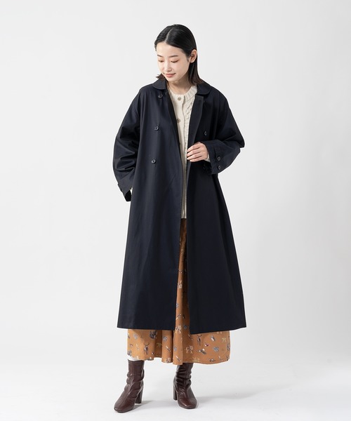 GRANDMA MAMA DAUGHTER（グランマママドーター）の「∴【 GRANDMA MAMA DAUGHTER / グランマ ママ ドーター 】ROUND COLLAR LONG COAT ラウンドカラー ロングコート GJ2232361 KTC（ステンカラーコート・レディース・ネイビー/ベージュ・1）」の12枚目の写真
