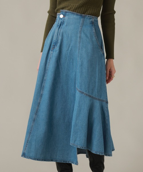 Cheek(チーク)の「デニムイレヘムフレアスカート(デニムスカート・レディース・ネイビー/サックスブルー・SMALL/MEDIUM)」の6枚目の写真