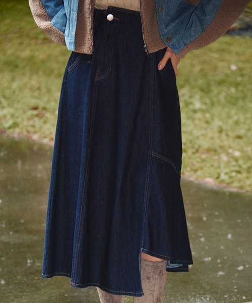 Cheek(チーク)の「デニムイレヘムフレアスカート(デニムスカート・レディース・ネイビー/サックスブルー・SMALL/MEDIUM)」の14枚目の写真